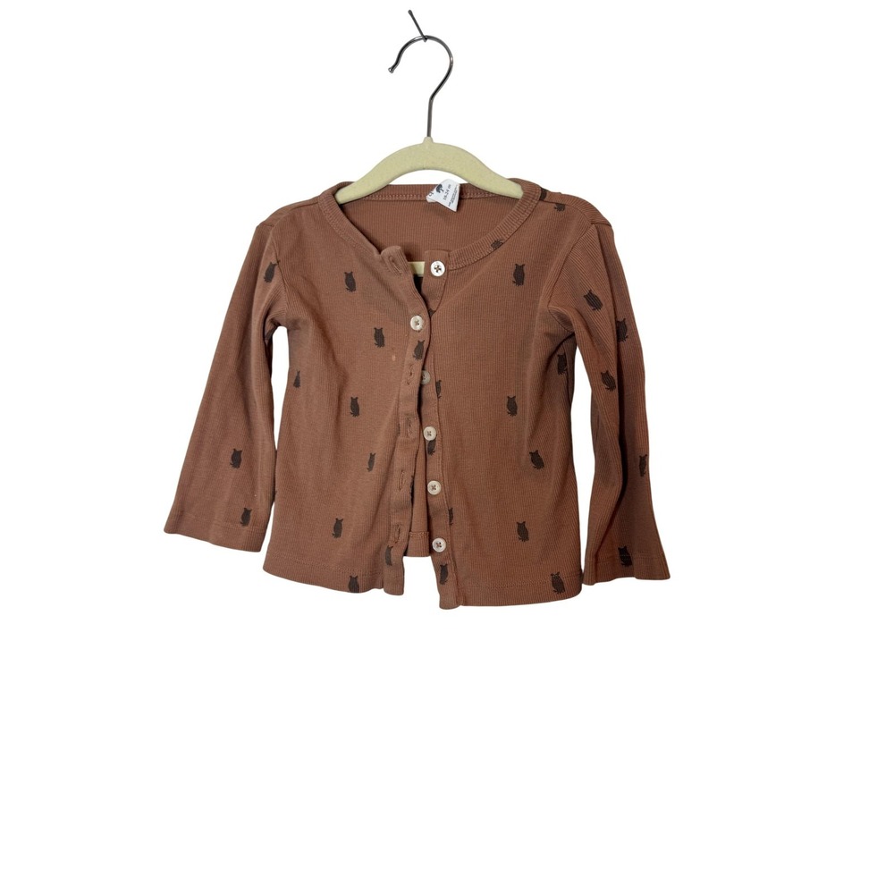 Kate Quinn Cardigan Sweater Girls 18-24 Months Brown Animal‎ Print Button Front